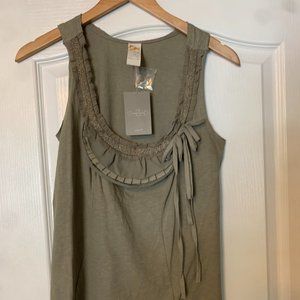 Anthroplogie Vintage Beaded Bow Bib Collar Tank NWT